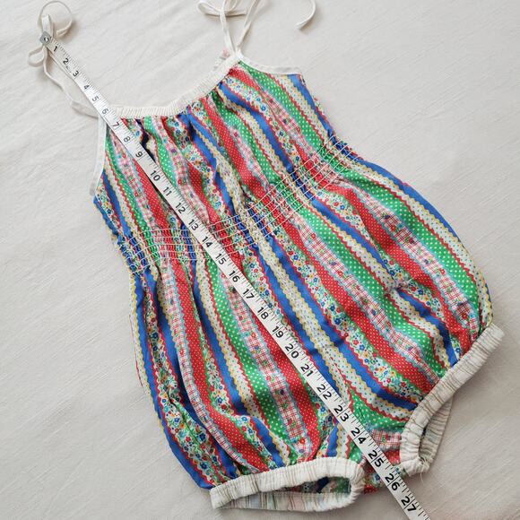 Vintage 70s Striped Pattern Romper kids 9/10 *flaw - Picture 6 of 10